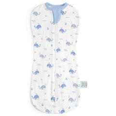 SANDJEST whale sleep sack on a baby for cozy, secure sleep.