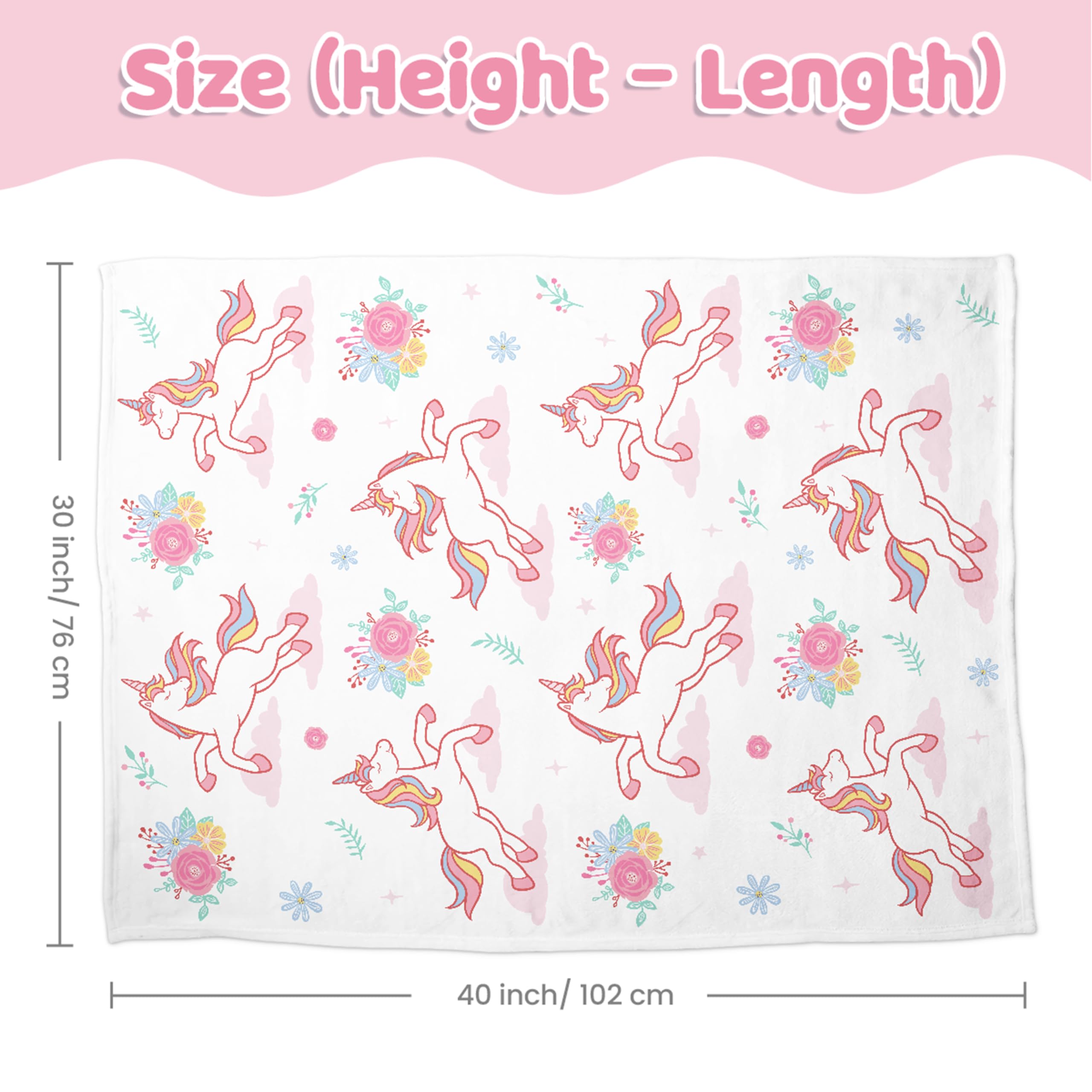 SANDJEST Unicorn Kid Blanket dotted-back highlights 3D texture for cozy touch