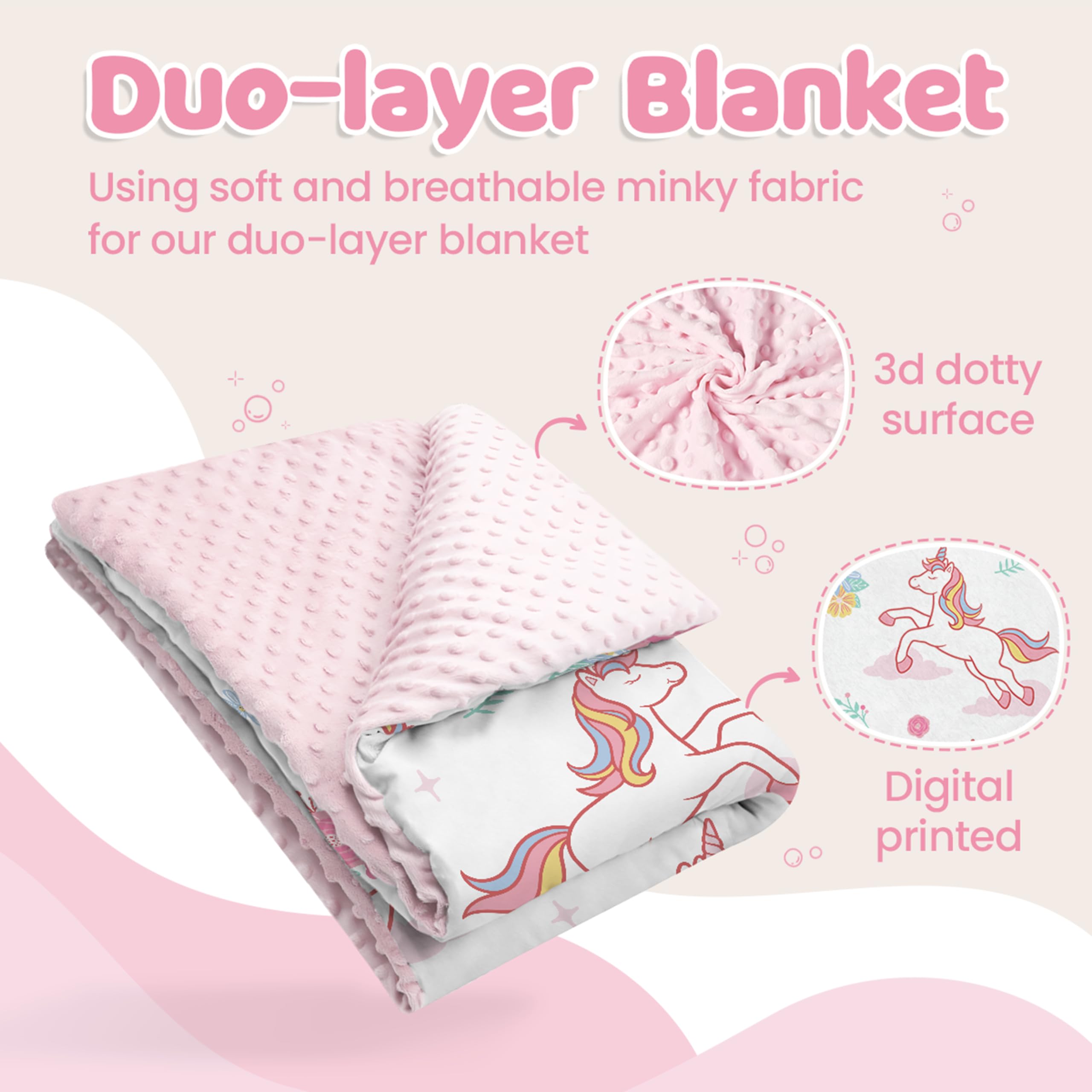 SANDJEST Unicorn Kid Blanket folded demonstrates compact storage and gifting appeal