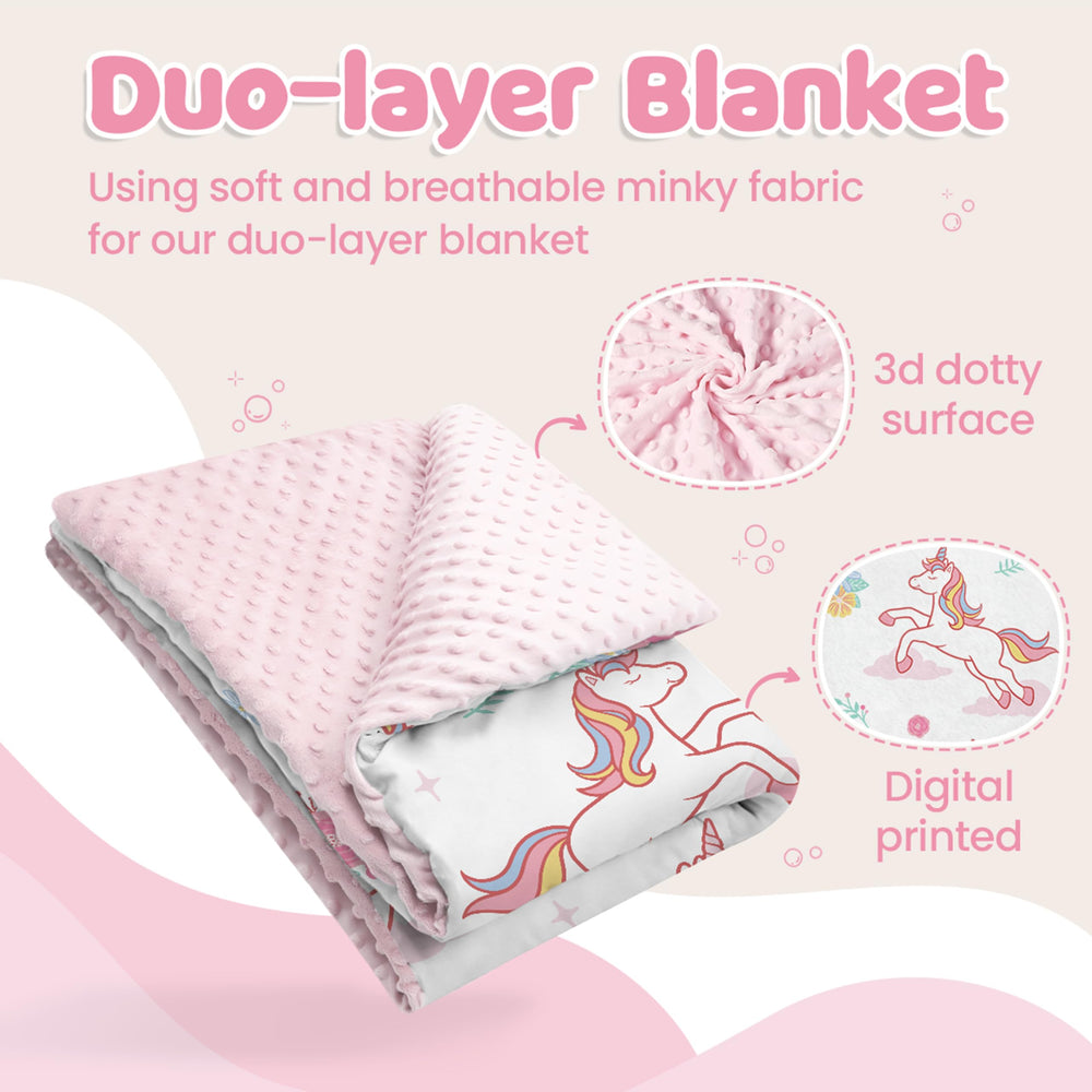 SANDJEST Unicorn Kid Blanket folded demonstrates compact storage and gifting appeal