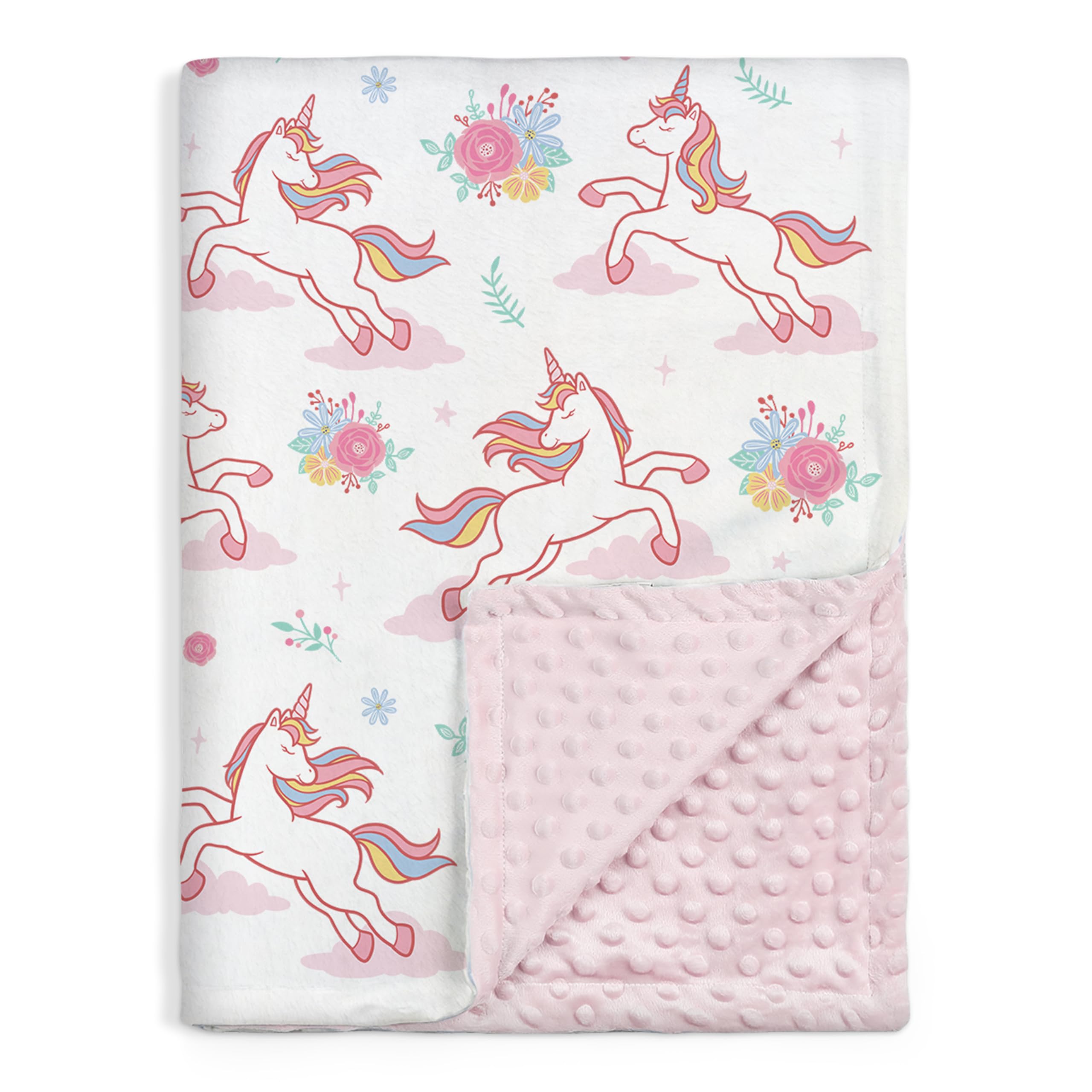 SANDJEST Unicorn Kid Blanket front view shows vibrant colors for bedtime joy
