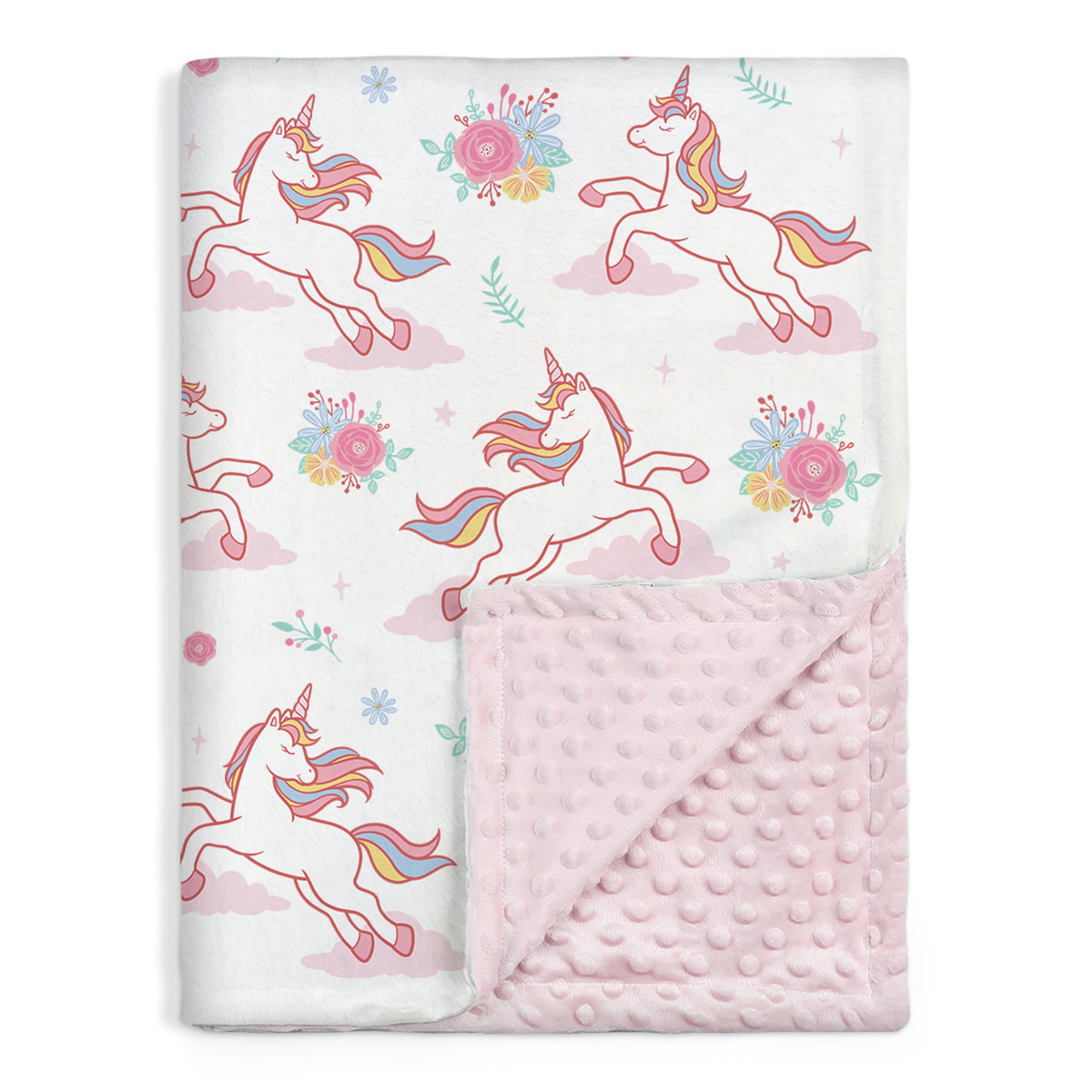 SANDJEST Unicorn Kid Blanket front view shows vibrant colors for bedtime joy