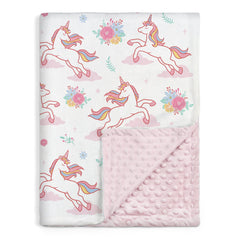 SANDJEST Unicorn Kid Blanket front view shows vibrant colors for bedtime joy