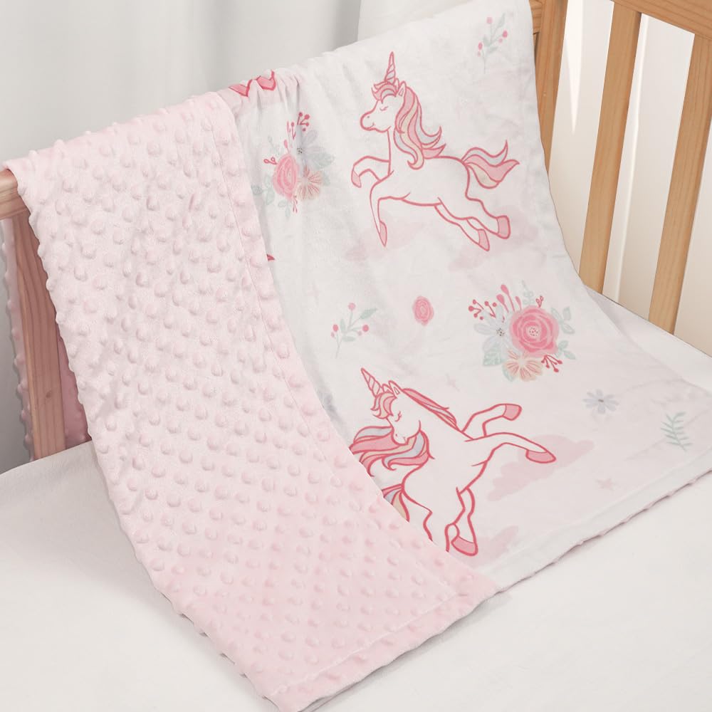 SANDJEST Unicorn Kid Blanket texture closeup shows breathable minky fabric