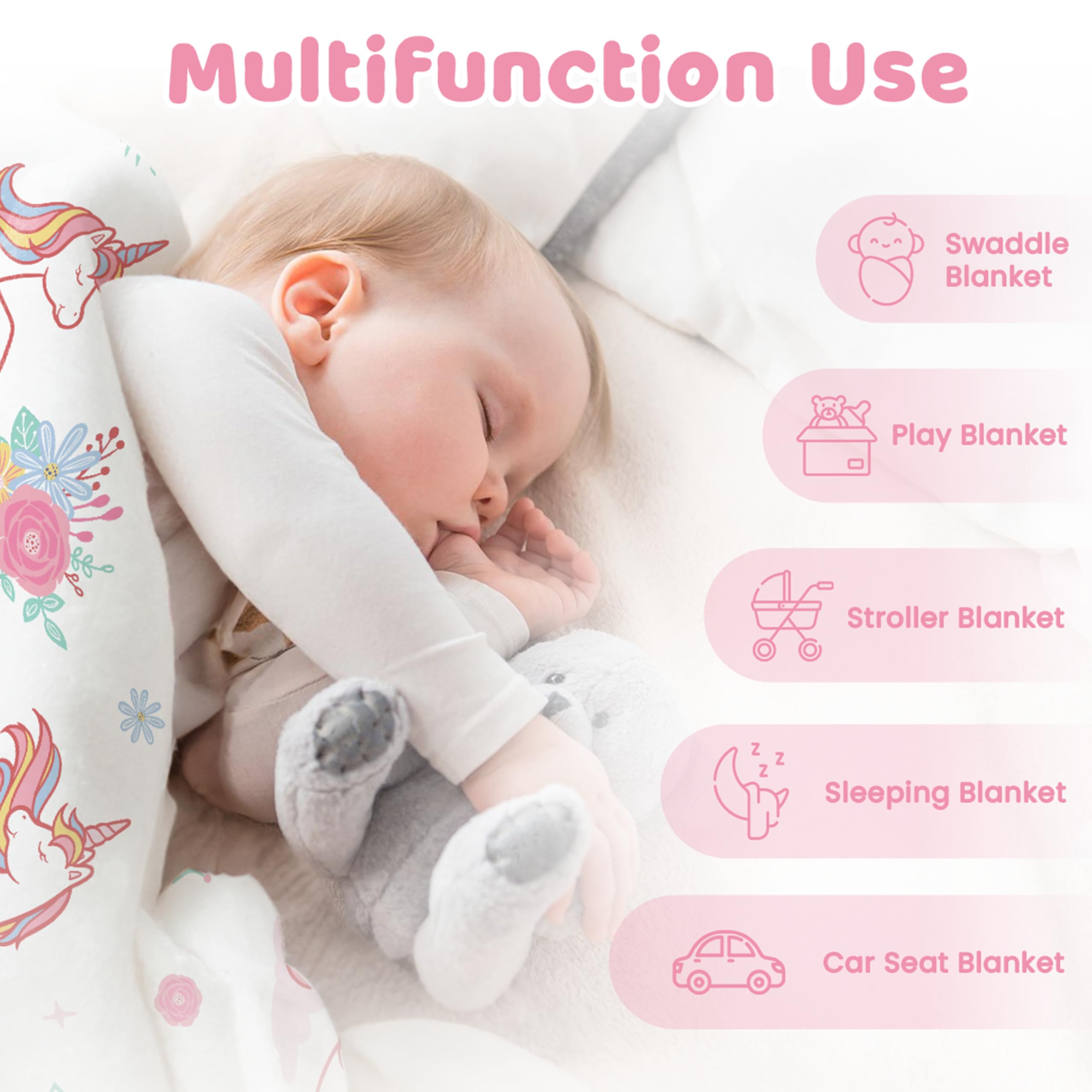 SANDJEST Unicorn Kid Blanket travel bag image shows on-the-go comfort