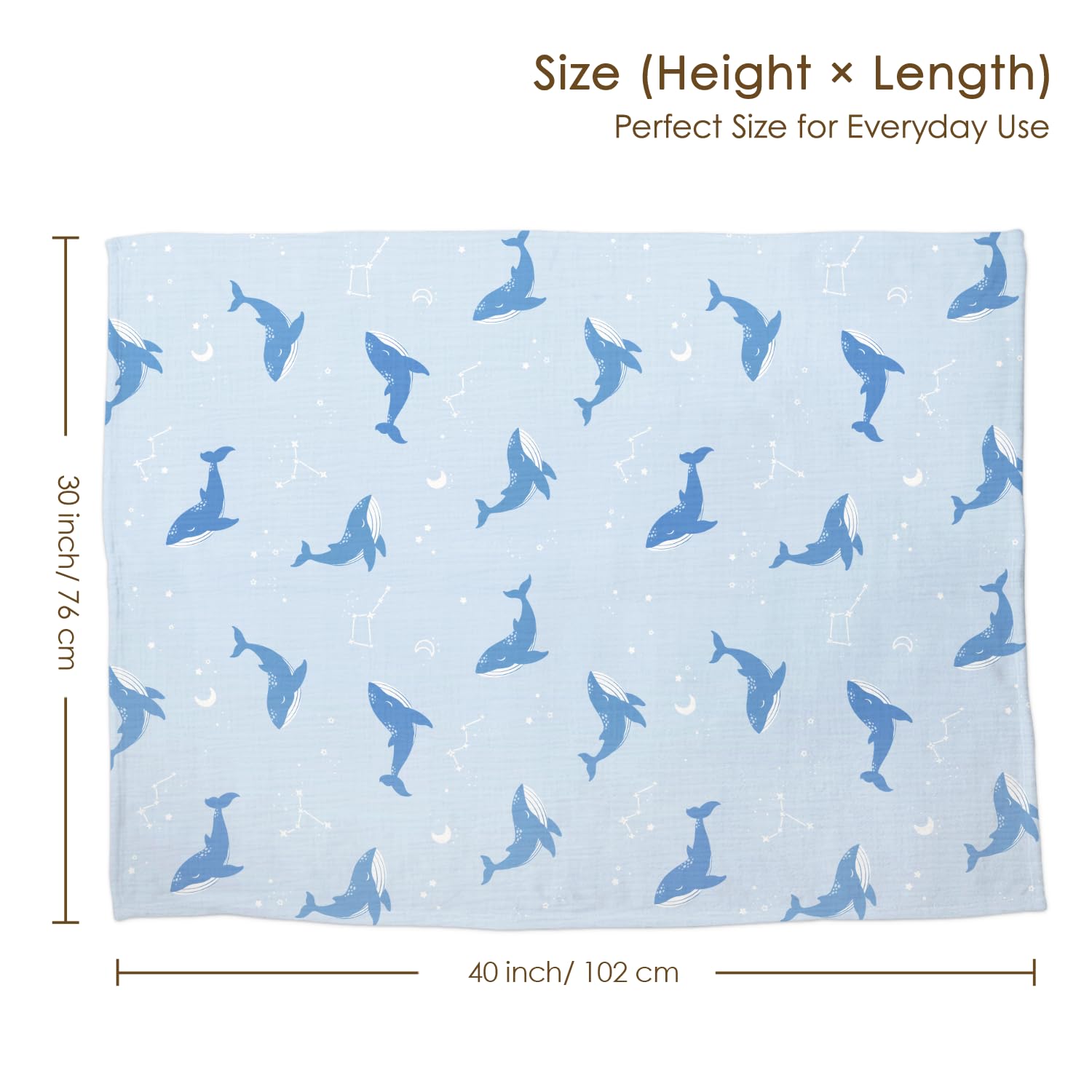 SANDJEST Whale Blanket 30x40 crib size ready for naps and snuggles