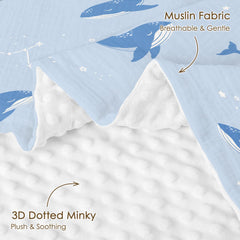SANDJEST Whale Blanket dotted fleece back delivers cozy warmth during playtime