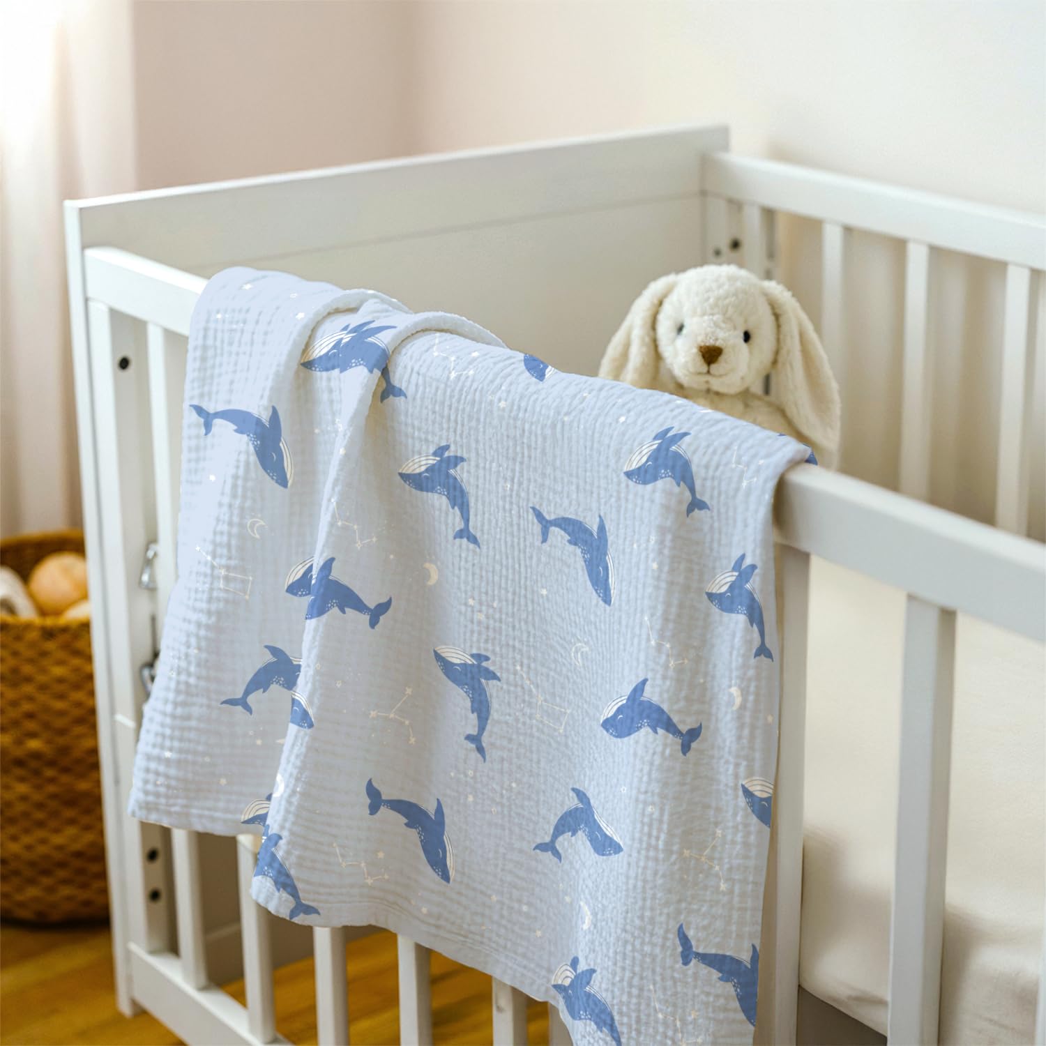 SANDJEST Whale Blanket nursing cover function for quick feeds