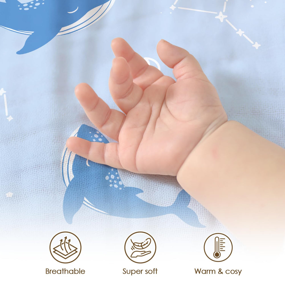 SANDJEST Whale Blanket swaddle-friendly design supports on-the-go calm