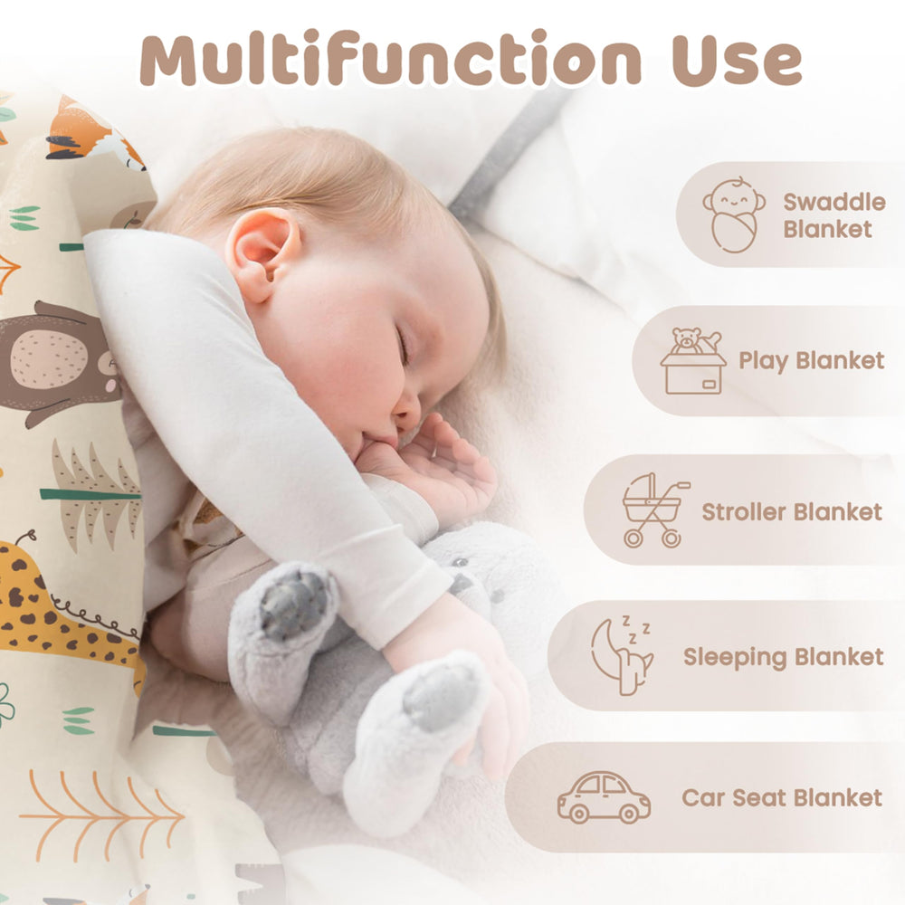 SANDJEST Woodland Animal Blanket 3D dotted texture adds tactile interest for play
