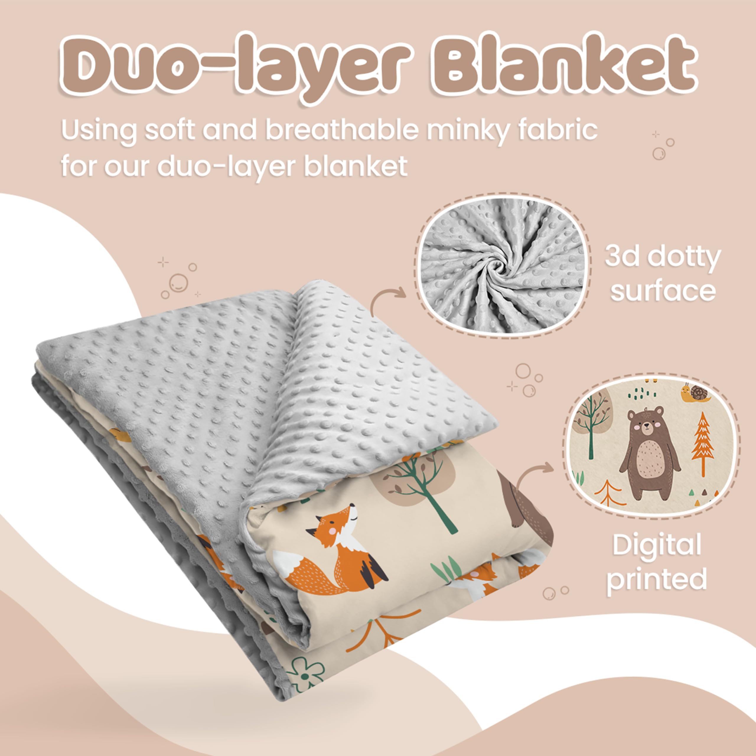 SANDJEST Woodland Animal Blanket colorful design enhances bedtime vibes