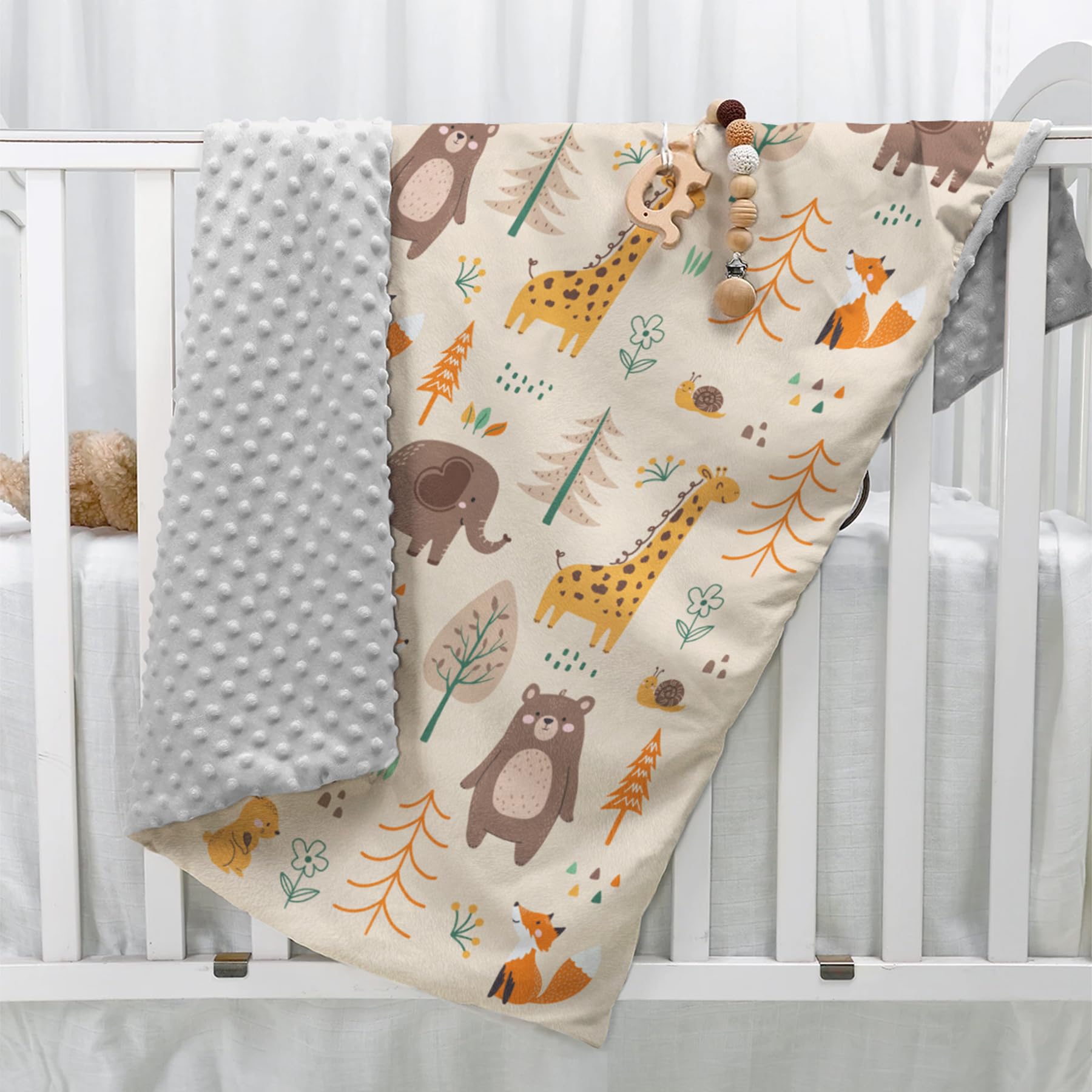 SANDJEST Woodland Animal Blanket nursery decor-friendly design for beds