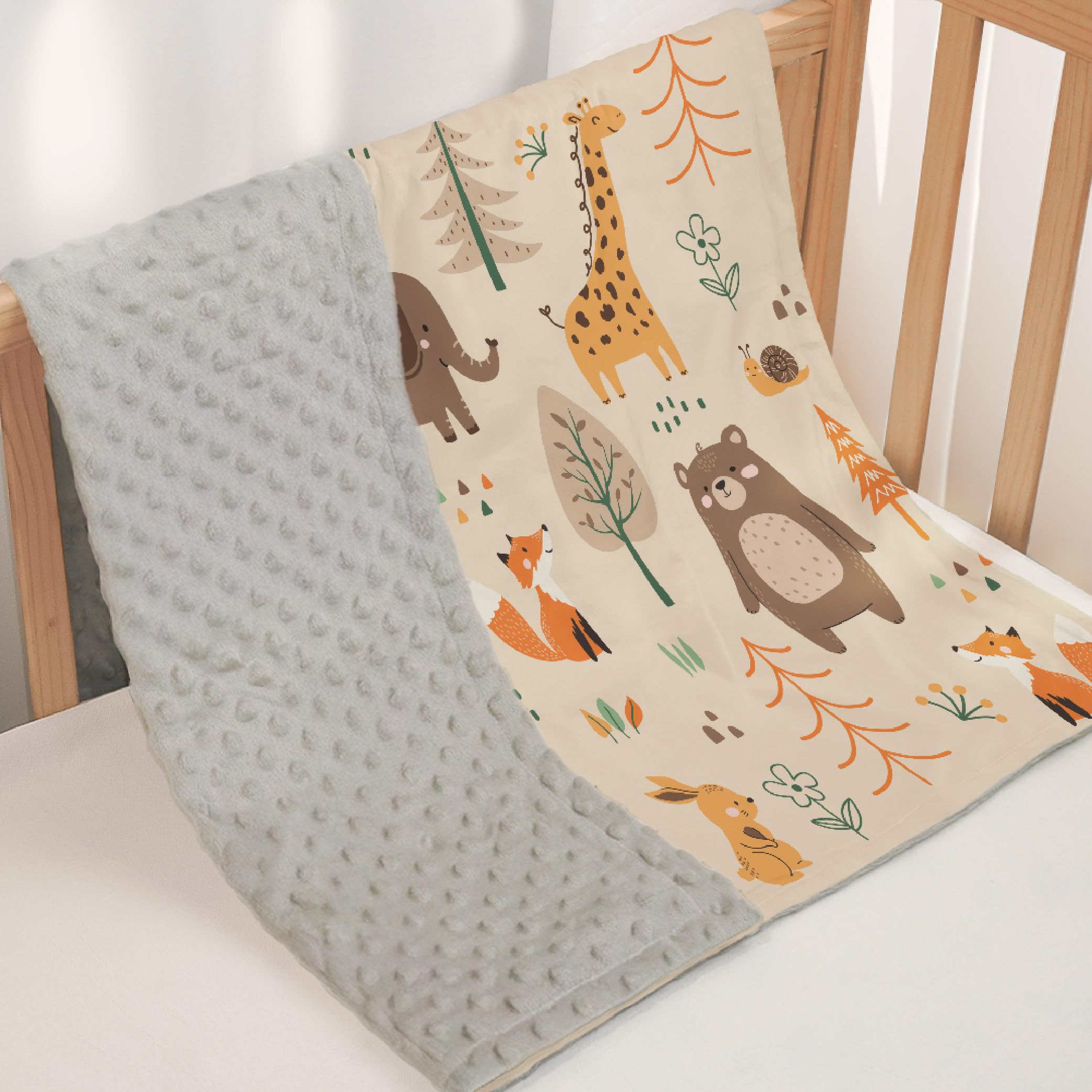 SANDJEST Woodland Animal Blanket travel and stroller use for on-the-go comfort