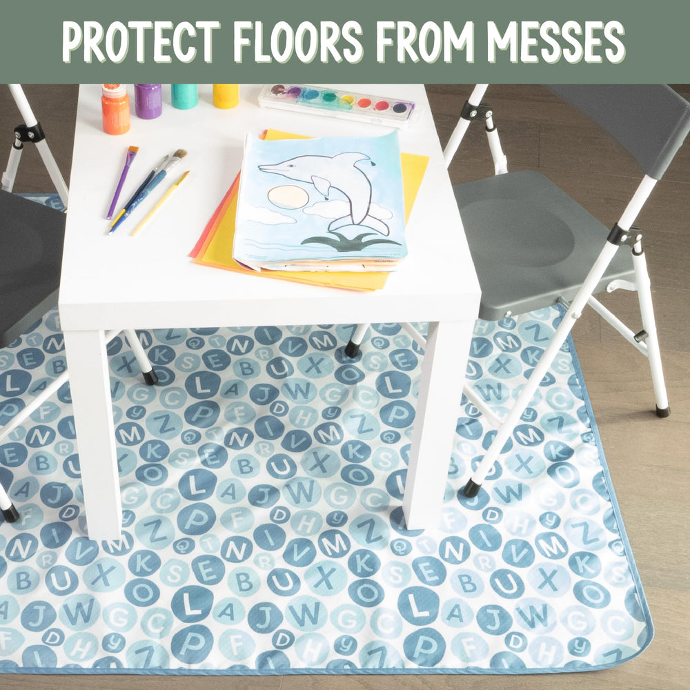 S&T INC High chair spill mat rolled for on-the-go cleanup.
