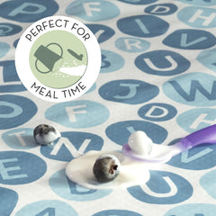 S&T INC Water-resistant mat that wipes clean for quick mealtime cleanup.