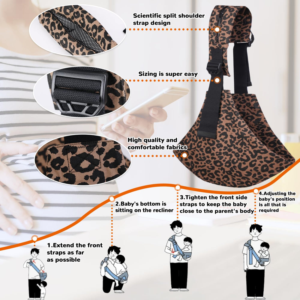 Sanilinwild Leopard Baby Sling ergonomic strap detail supports daily comfort during wear.