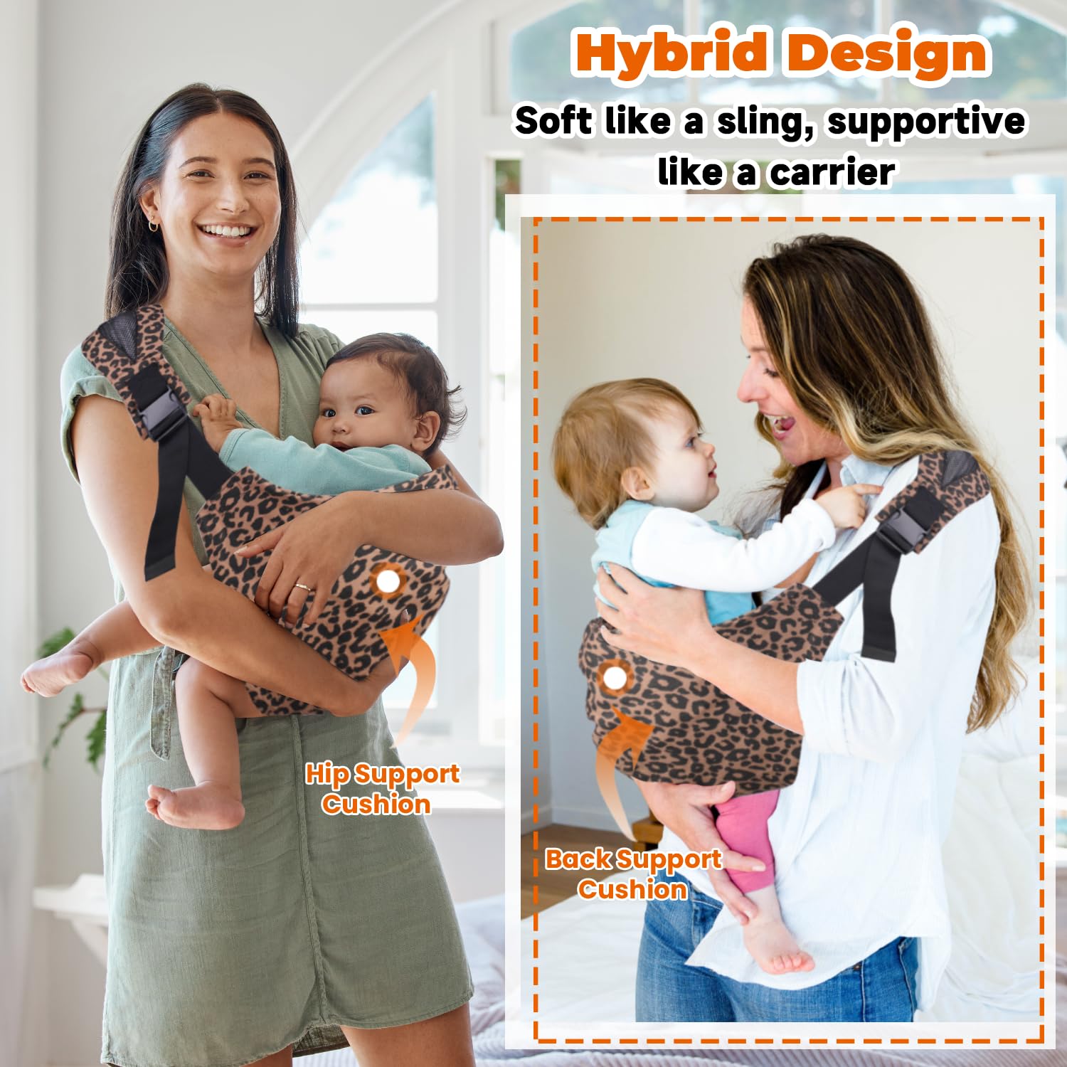 Sanilinwild Leopard Sling fabric close-up shows soft, skin-friendly material for all seasons.