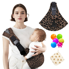 Sanilinwild Leopard Baby Sling three-in-one carry enables hands-free mobility for busy parents.