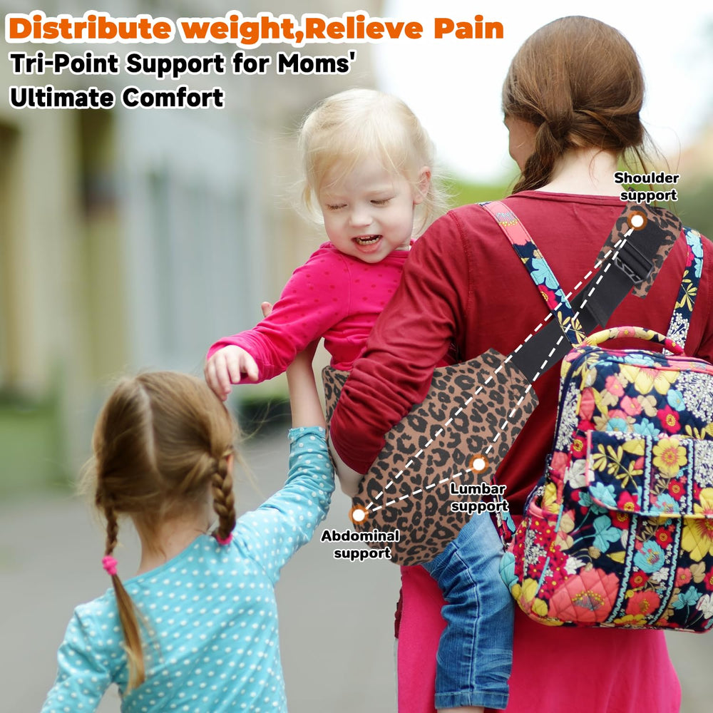 Sanilinwild Leopard Sling worn by parent demonstrates easy daily carry.