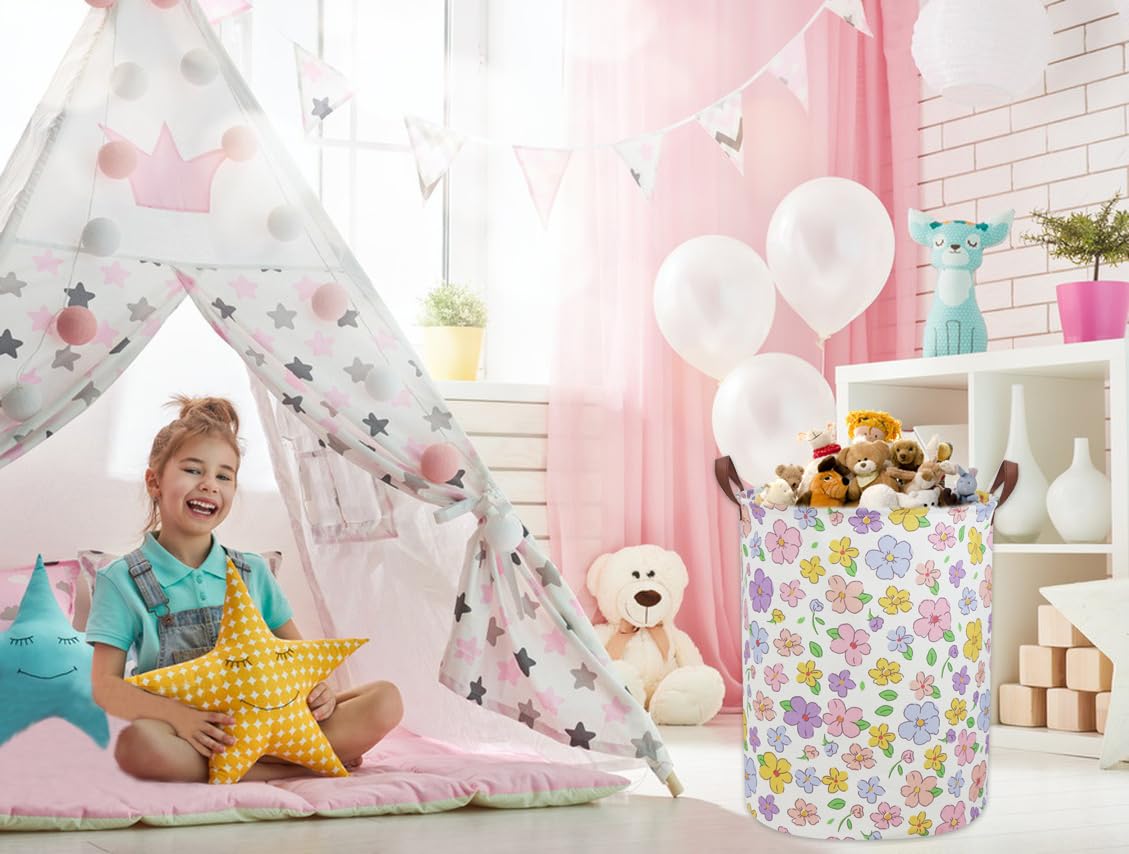 Sanjiaofen flower laundry hamper collapsed demonstrates space-saving design for small spaces.