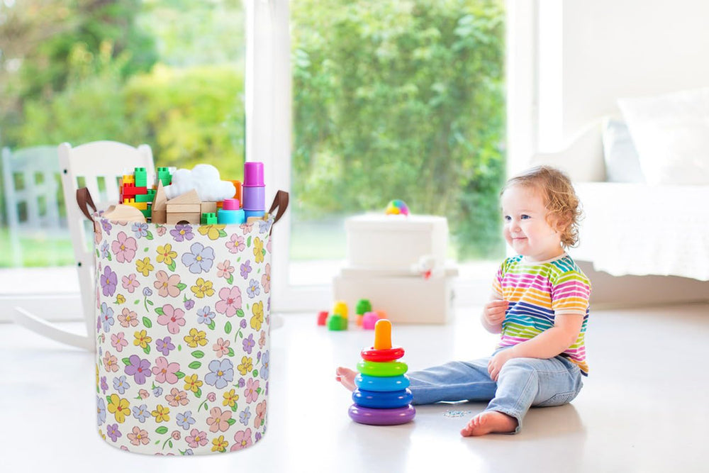 Sanjiaofen flower laundry hamper pattern adds stylish decor to nursery or bedroom.