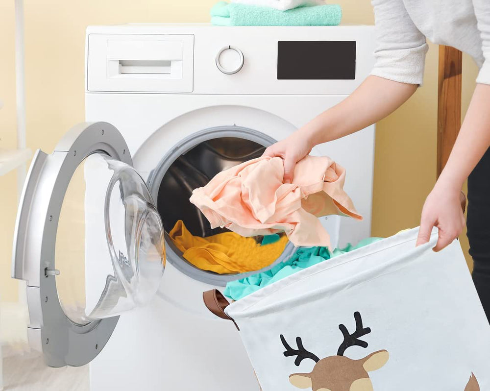 Sanjiaofen kids laundry basket deer toy-storage in playroom helps keep clutter tidy.