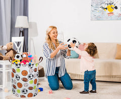 Sanjiaofen kids laundry basket in boy room styled for toys and clothes organization.