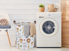 Sanjiaofen collapsible-design laundry hamper folds flat for compact storage.