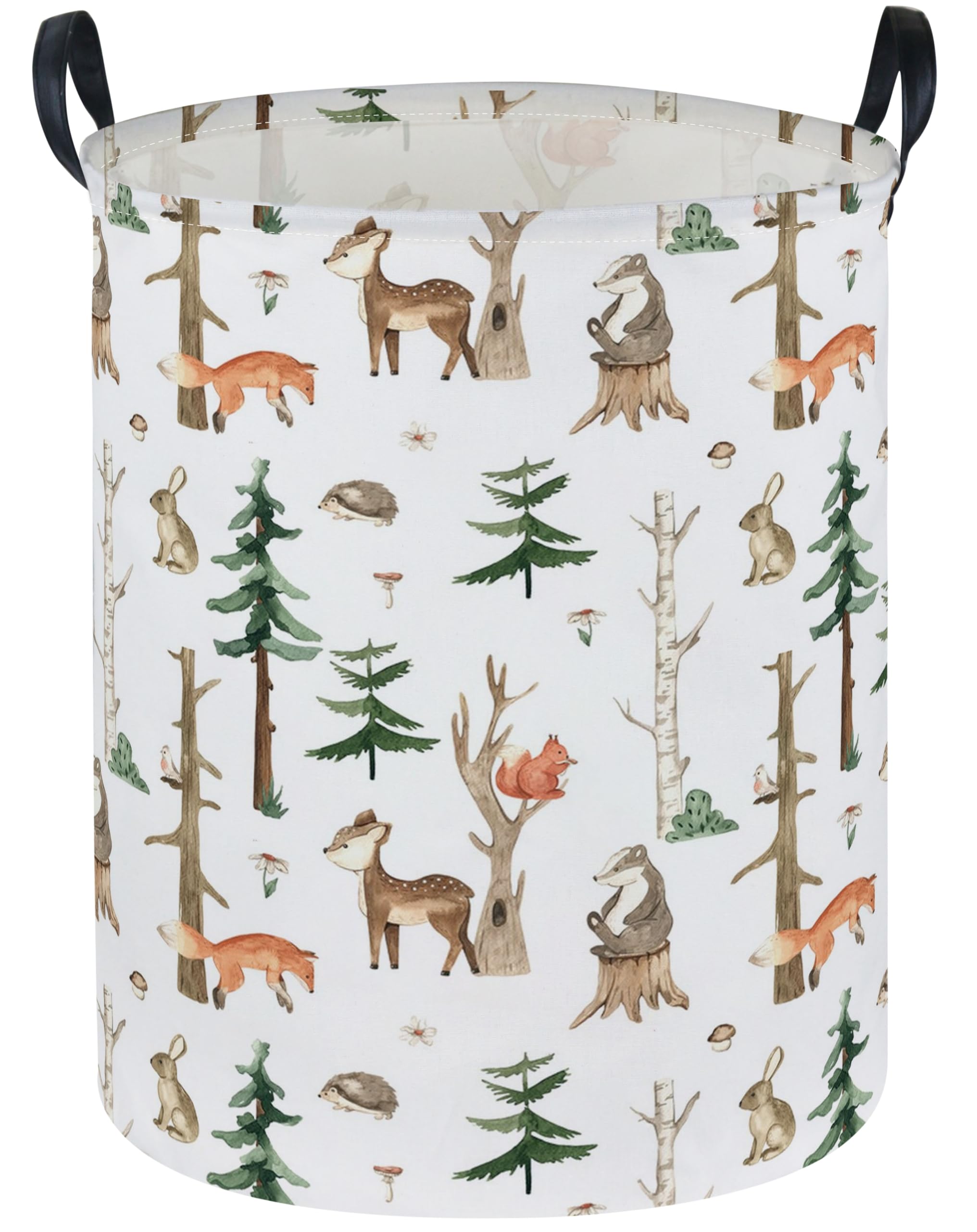 Sanjiaofen Kids Laundry Hamper with forest animals keeps kids' clothes neatly organized.