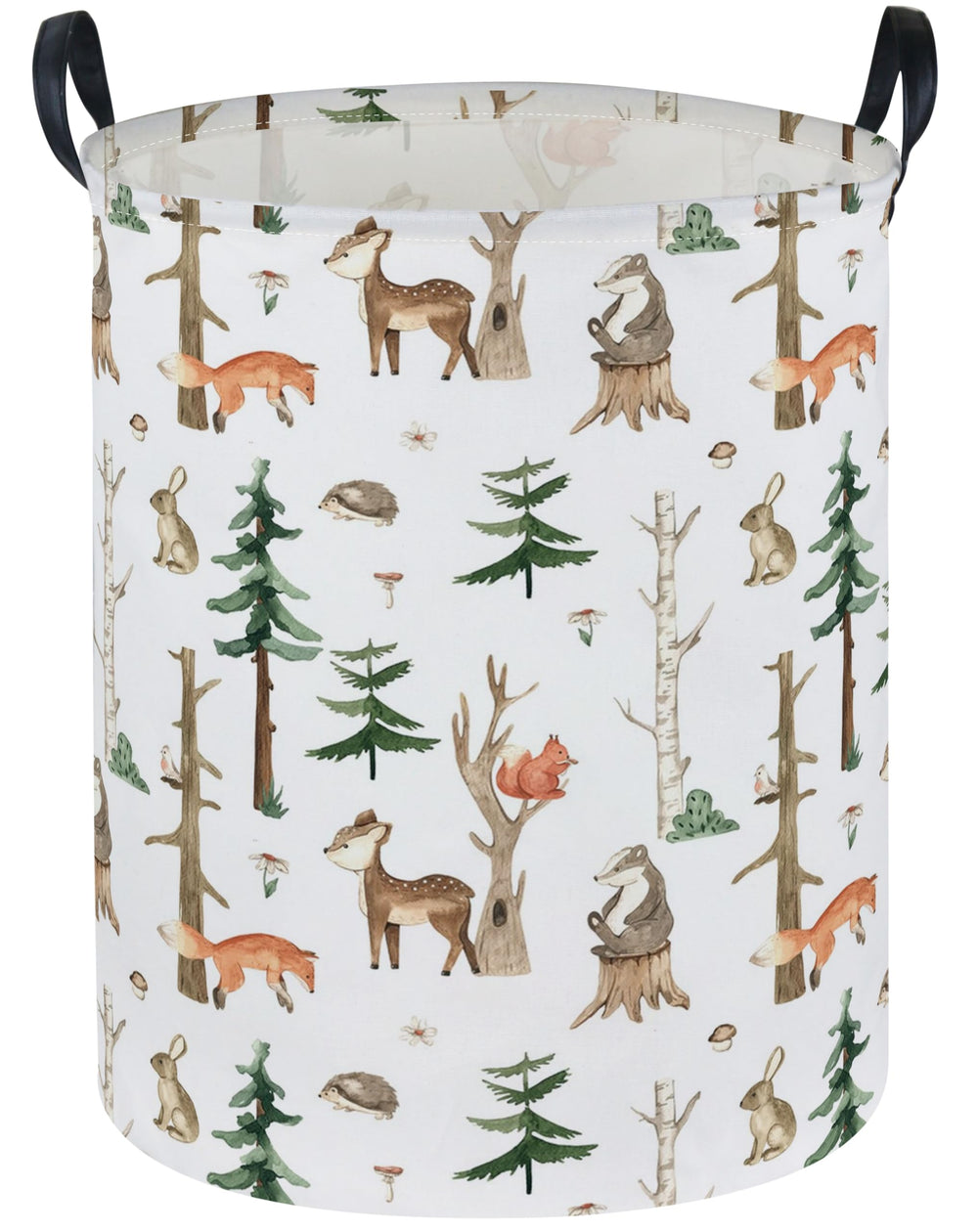 Sanjiaofen Kids Laundry Hamper with forest animals keeps kids' clothes neatly organized.