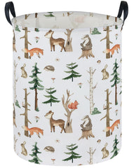 Sanjiaofen Kids Laundry Hamper with forest animals keeps kids' clothes neatly organized.