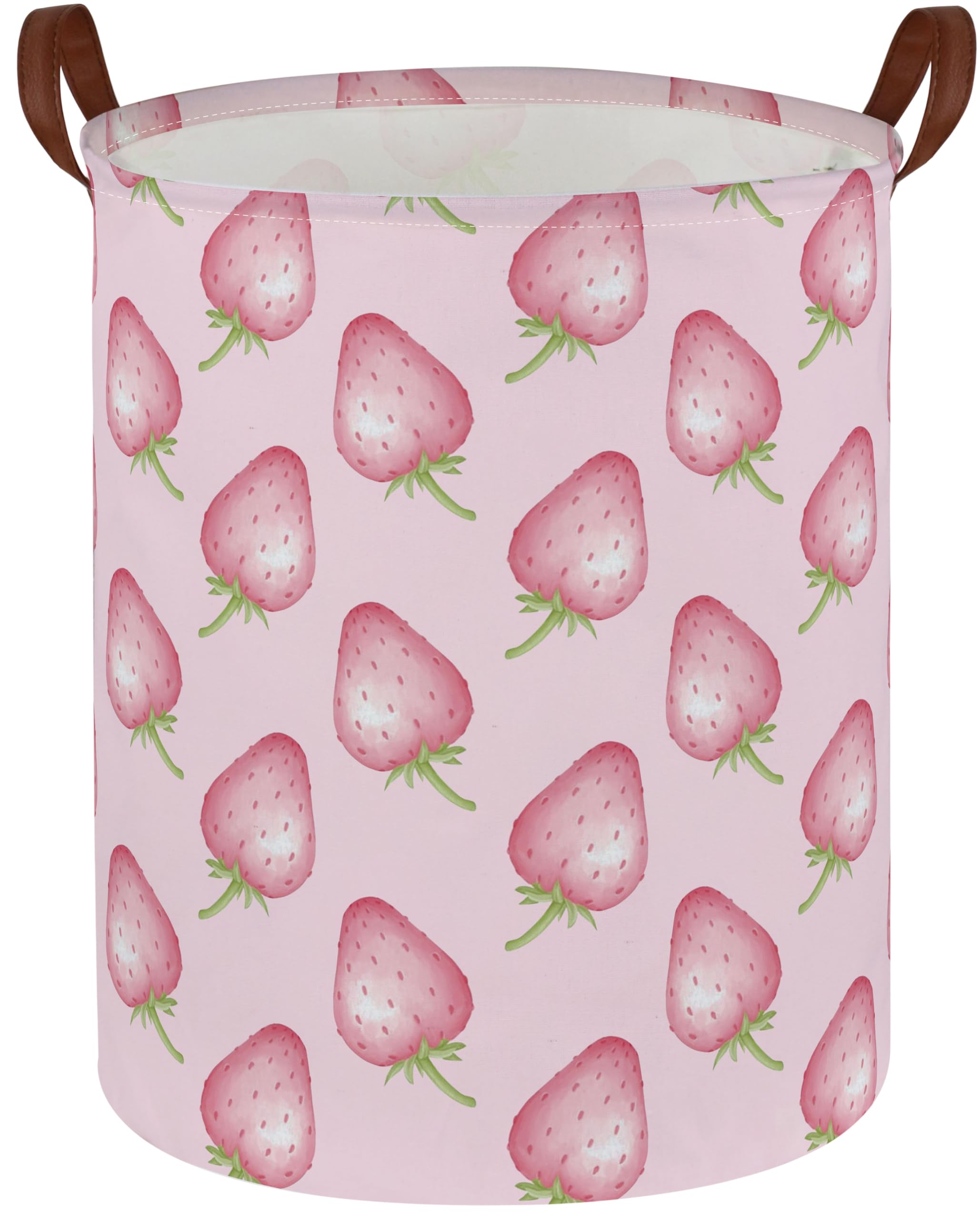 Sanjiaofen kids laundry hamper with pink strawberry pattern for bedroom organization