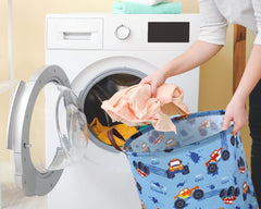 Sanjiaofen monster truck laundry basket open with clothes organized