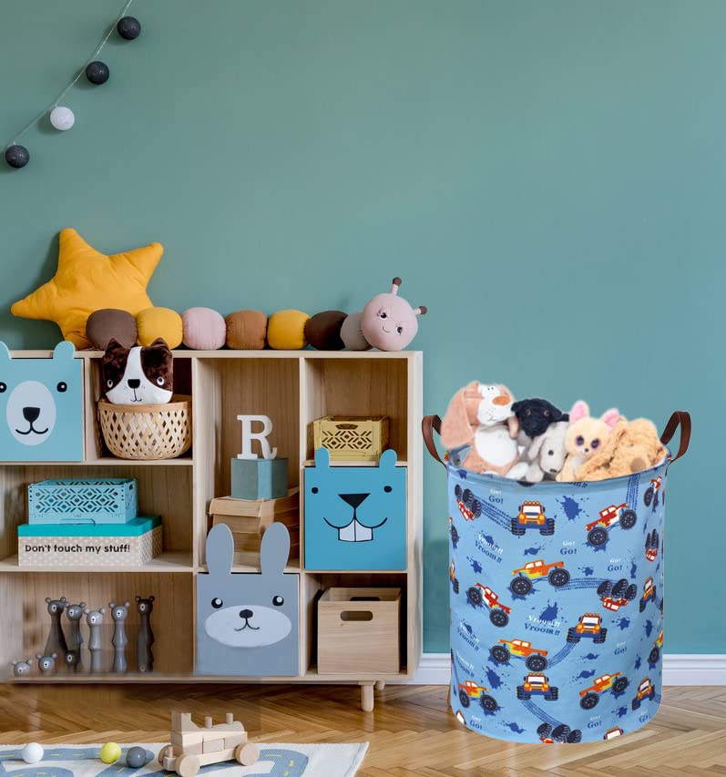 Sanjiaofen monster truck storage bin with two handles for easy moving