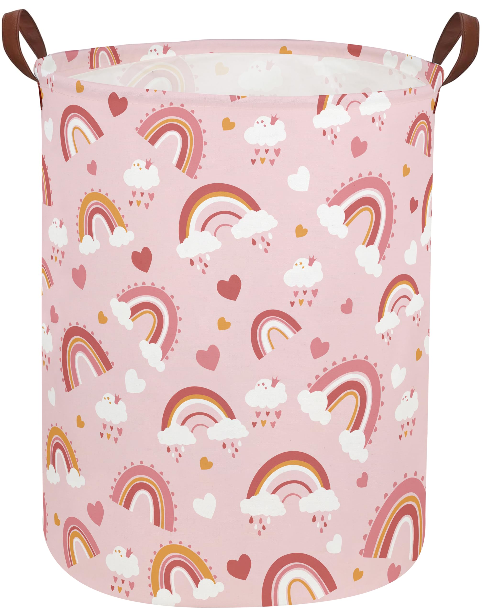 Sanjiaofen Pink Hamper front view shows roomy interior for family laundry