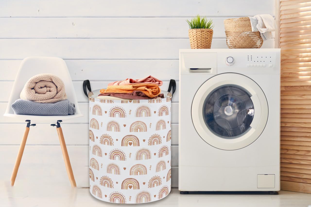 Sanjiaofen Rainbow Laundry Hamper in a bedroom organized space.