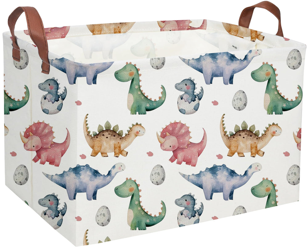 Sanjiaofen dinosaur basket front view showing playful storage for toys and books