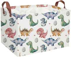 Sanjiaofen dinosaur basket front view showing playful storage for toys and books