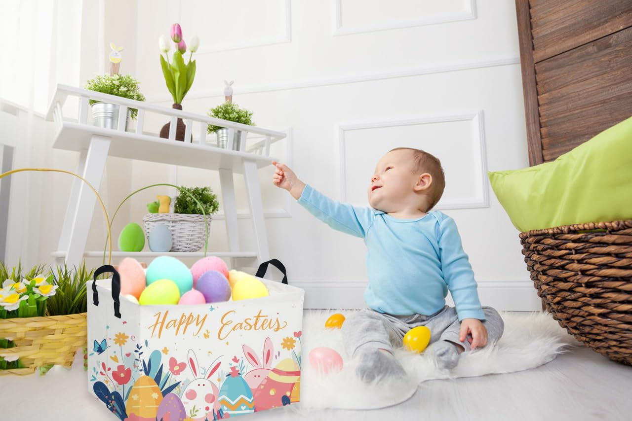 Sanjiaofen rectangular Easter basket folded collapsible for space saving.