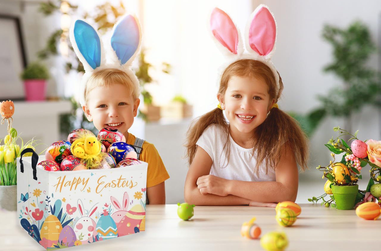Sanjiaofen rectangular Easter basket used for toy and book storage.