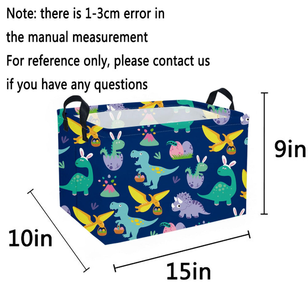 Sanjiaofen rectangular Easter dinosaur basket folded for storage shows collapsible convenience