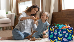 Sanjiaofen rectangular Easter dinosaur basket material closeup highlights linen-cotton fabric durability