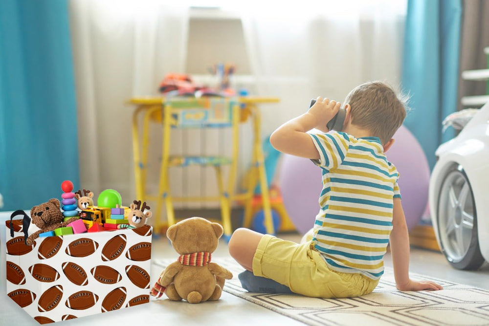 Sanjiaofen rectangular football basket featuring stylish pattern design for nursery decor