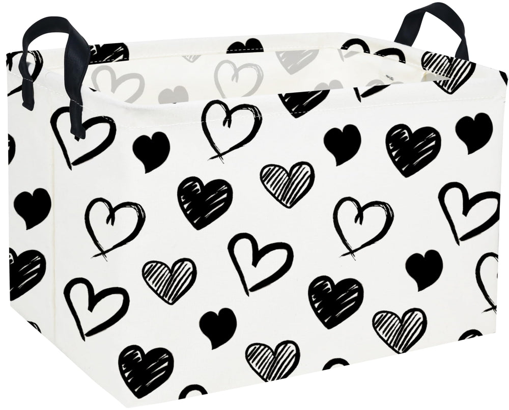 Sanjiaofen rectangular heart basket with black handles for tidy toy storage.