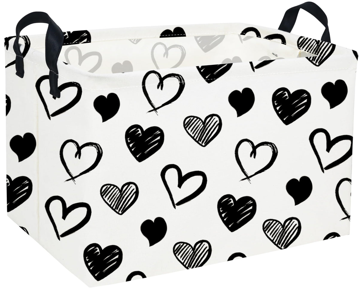 Sanjiaofen rectangular heart basket with black handles for tidy toy storage.