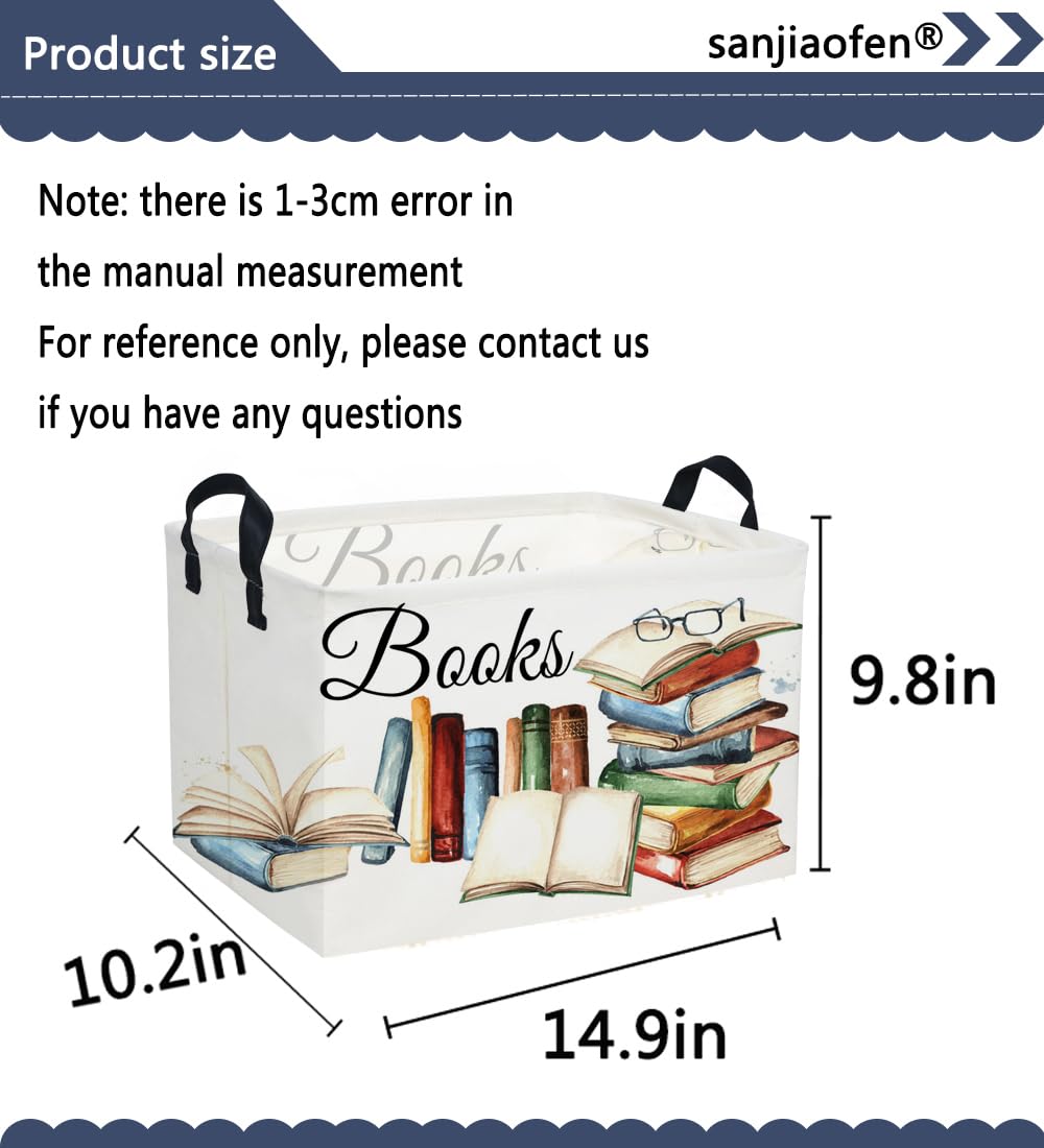 Sanjiaofen rectangular kids basket on living room shelf organizes books and games.