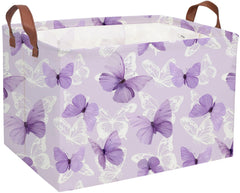Sanjiaofen rectangular kids basket with purple butterfly pattern for playful storage.