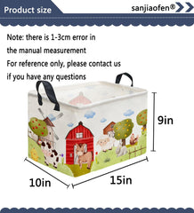 Sanjiaofen rectangular kids basket pattern-2 features bright motifs for kid-friendly decor and books