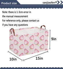 Sanjiaofen rectangular kids basket pink with handles ready for bedside storage