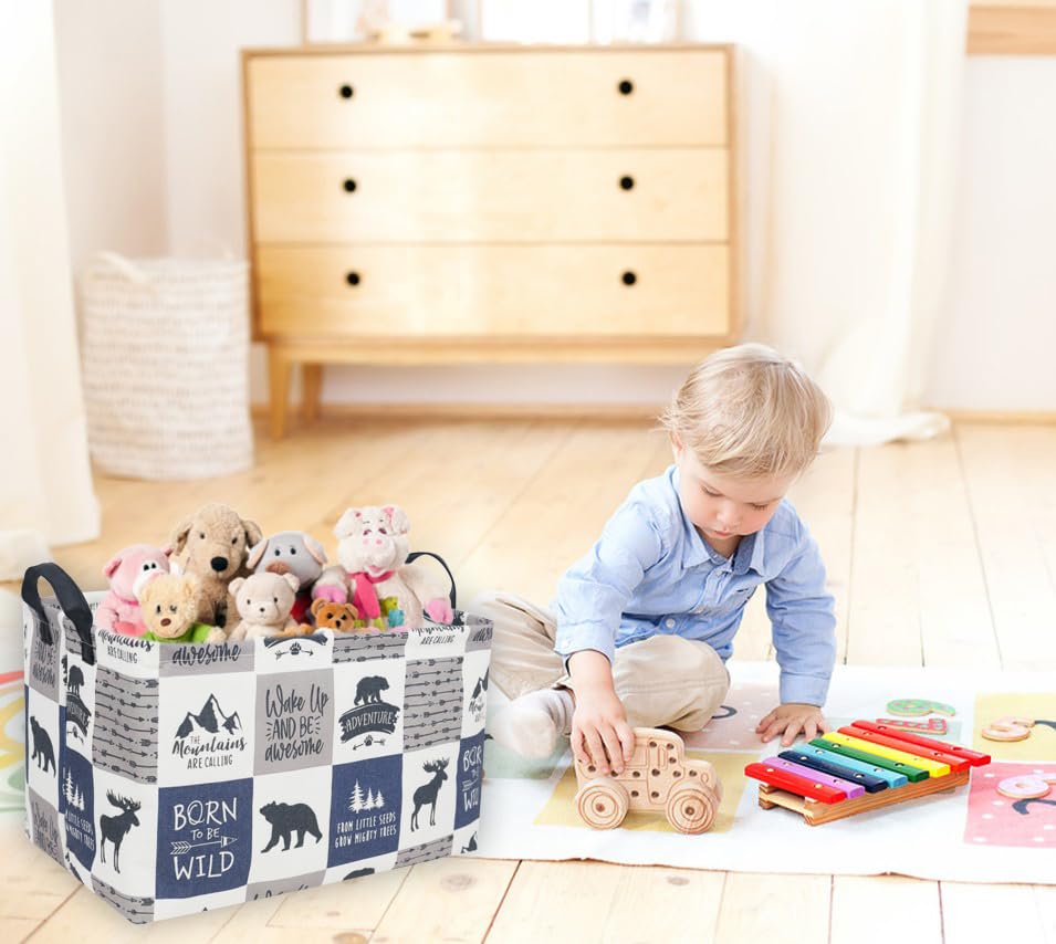 Sanjiaofen rectangular kids storage basket side view showing waterproof coating.